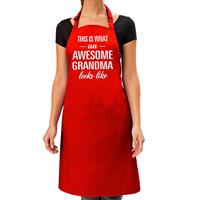 Bellatio Awesome grandma cadeau bbq/keuken schort rood dames -