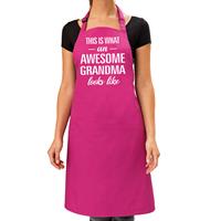 Bellatio Awesome grandma cadeau bbq/keuken schort roze dames -