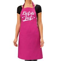 Bellatio Liefste juf cadeau keuken schort roze dames -