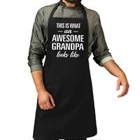 Bellatio Awesome grandpa cadeau bbq/keuken schort zwart heren -