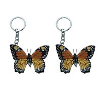 2x stuks houten vlinder sleutelhanger 6 cm -