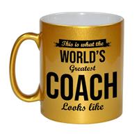 Bellatio Gouden Worlds Greatest Coach cadeau koffiemok / theebeker 330 ml -