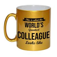 Bellatio Gouden Worlds Greatest Colleague cadeau koffiemok / theebeker 330 ml -