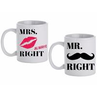 Shoppartners Mokken set Mr & Mrs Right 300 ml -