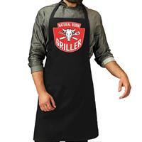Bellatio Natural born griller barbecue schort / keukenschort zwart voor h -