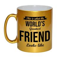 Bellatio Gouden Worlds Greatest Friend cadeau koffiemok / theebeker 330 ml -