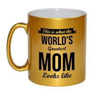 Bellatio Gouden Worlds Greatest Mom cadeau koffiemok / theebeker 330 ml -
