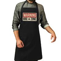 Bellatio Warning bbq zone bbq schort / keukenschort zwart heren -