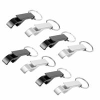 16x stuks Flessen openers met sleutelhanger zilver en zwart 6 cm -