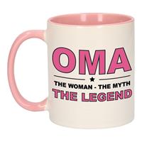 Bellatio Oma the legend cadeau mok / beker wit en roze 300 ml -