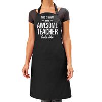 Bellatio Awesome teacher cadeau bbq/keuken schort zwart dames -