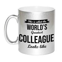 Bellatio Zilveren Worlds Greatest Colleague cadeau koffiemok / theebeker 330 ml -