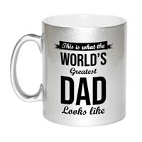 Bellatio Zilveren Worlds Greatest Dad cadeau koffiemok / theebeker 330 ml -