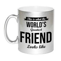 Bellatio Zilveren Worlds Greatest Friend cadeau koffiemok / theebeker 330 ml -