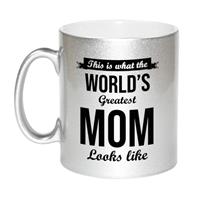 Bellatio Zilveren Worlds Greatest Mom cadeau koffiemok / theebeker 330 ml -