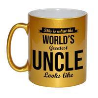Bellatio Gouden Worlds Greatest Uncle / oom cadeau koffiemok / theebeker 330 ml -