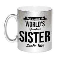 Bellatio Zilveren Worlds Greatest Sister cadeau koffiemok / theebeker 330 ml -