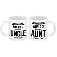 Bellatio Worlds greatest Aunt en Uncle mok - Cadeau beker set voor Oom en Tante -