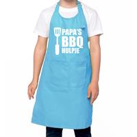 Bellatio Decorations Papa s BBQ hulpje Barbecue schort kinderen/ bbq keukenschort kind blauw voor jongens