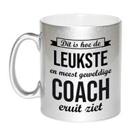 Bellatio Zilveren leukste en meest geweldige coach cadeau koffiemok / theebeker 330 ml -