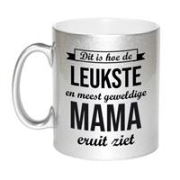 Bellatio Zilveren leukste en meest geweldige mama cadeau koffiemok / theebeker 330 ml -