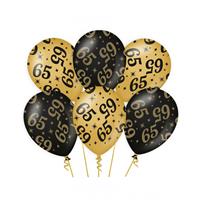 Paperdreams 12x stuks leeftijd verjaardag feest ballonnen 65 jaar geworden zwart/goud 30 cm -