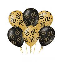 Paperdreams 12x stuks leeftijd verjaardag feest ballonnen 70 jaar geworden zwart/goud 30 cm -