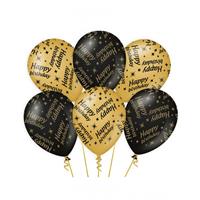 Trendoz 12x stuks leeftijd verjaardag feest ballonnen Happy Birthday thema geworden zwart/goud 30 cm -