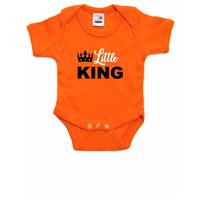 Bellatio Little king Koningsdag romper met kroontje oranje voor babys -