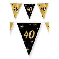 Paperdreams 2x stuks leeftijd verjaardag feest vlaggetjes jaar geworden zwart/goud 10 meter -