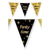 Paperdreams 2x stuks leeftijd verjaardag feest vlaggetjes Party Time thema geworden zwart/goud 10 meter -