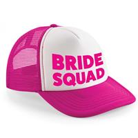 Bellatio Roze fuchsia/ wit Bride Squad snapback cap/ truckers pet dames - Vrijgezellenfeest petjes -