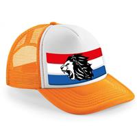 Bellatio Oranje/ wit Holland leeuw snapback cap/ truckers pet dames en heren - Koningsdag/ EK/ WK petjes -
