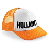 Bellatio Oranje/ wit Holland zwarte letters snapback cap/ truckers pet dames en heren - Koningsdag/ EK/ WK pe -