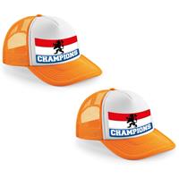 Bellatio 4x stuks oranje/ wit Champions Hollandse vlag snapback cap/ truckers pet dames en heren - Koningsdag -