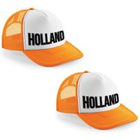 Bellatio 4x stuks oranje/ wit Holland zwarte letters snapback cap/ truckers pet dames en heren - Koningsdag/ -