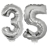35 jaar leeftijd feestartikelen/versiering cijfer ballonnen op stokje van cm -