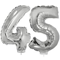 45 jaar leeftijd feestartikelen/versiering cijfer ballonnen op stokje van cm -