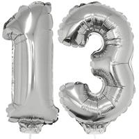 13 jaar leeftijd feestartikelen/versiering cijfer ballonnen op stokje van cm -