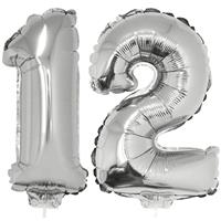 12 jaar leeftijd feestartikelen/versiering cijfer ballonnen op stokje van cm -