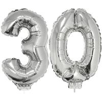 30 jaar leeftijd feestartikelen/versiering cijfer ballonnen op stokje van cm -