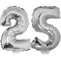 25 jaar leeftijd feestartikelen/versiering cijfer ballonnen op stokje van cm -