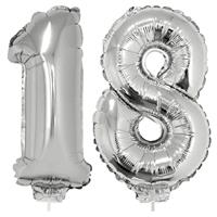 18 jaar leeftijd feestartikelen/versiering cijfer ballonnen op stokje van cm -