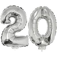 20 jaar leeftijd feestartikelen/versiering cijfer ballonnen op stokje van cm -