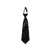 Zwarte pailletten stropdas 32 cm -