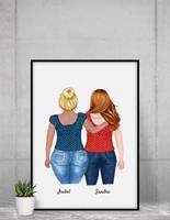MyHappyMoments Beste Freundinnen (bis zu 5 Frauen) - Personalisierter Kunstdruck (Poster/Leinwand)