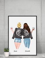 MyHappyMoments 2 Beste Freundinnen - Personalisierter Kunstdruck (Poster,Leinwand)