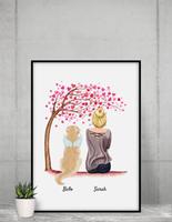 MyHappyMoments Frau mit Hunden - Personalisierter Kunstdruck (Poster,Leinwand)