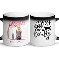 MyHappyMoments Frau mit Katzen - Personalisierte Tasse