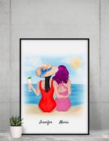 MyHappyMoments Beste Freundinnen Strand - Personalisierter Kunstdruck (Poster, Leinwand)